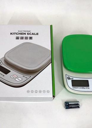 Ваги кухонні з плоскою платформою qz-158 5кг, точні кухонні ваги. колір: зелений2 фото