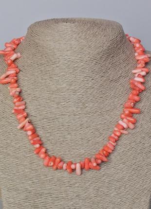 Ожерелье розовый коралл натуральный столбик d-12х4мм+- l-45-47см+-