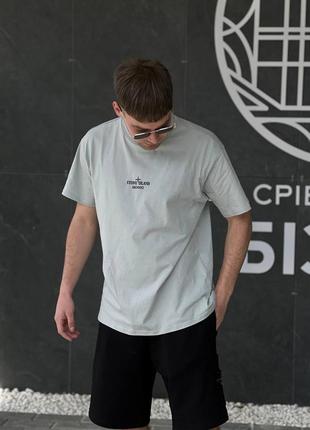 Чоловіча світло-сіра футболка stone island archivio