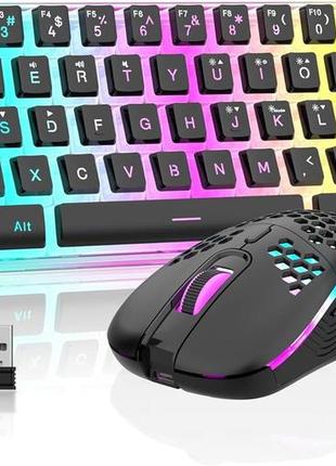 Redthunder 60% беспроводная игровая клавиатура и мышь комбинированная, rgb-подсветка аккумулятор механическая