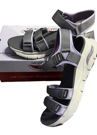 Босоніжки сандалі skechers arch fit fresh bloom grey/lilac 26.5-27см 40р