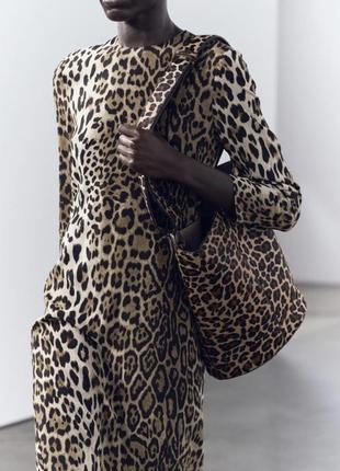 Кожаная сумка леопард zara