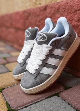 Adidas campus серые с белым