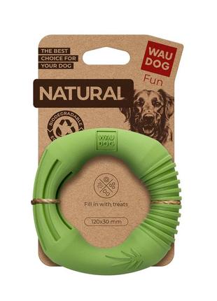 Іграшка для собак waudog fun natural кільце, біорозкладна гума, 12 см, зелена