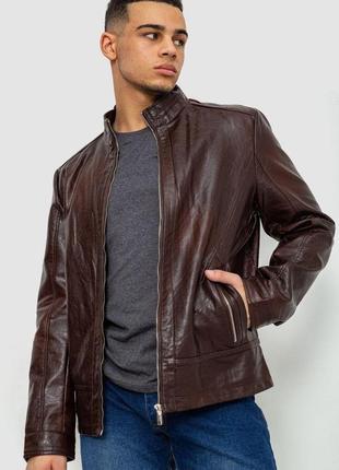 Куртка мужская демисезонная экокожа, цвет коричневый, 243r1058