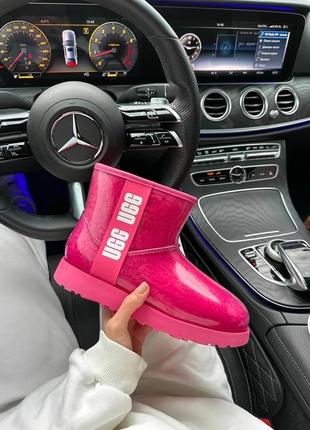 Зимові жіночі черевики ugg classic mini clear crimson premium