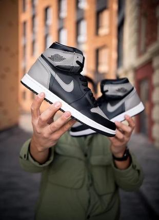 Мужские кроссовки nike jordan retro 1 high black/grey