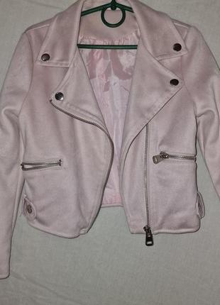 Розовая  куртка под замш