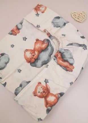Простынь теплая на резинке в детскую кровать для новорожденного (фланель)