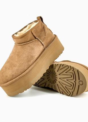 Зимові черевики ugg ultra mini platform chestnut (5 см)