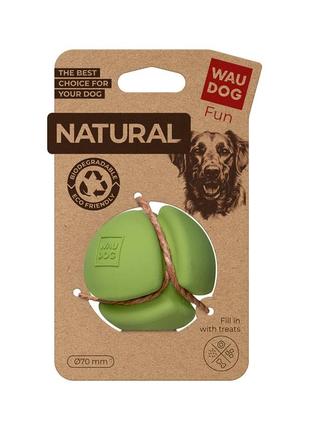 Іграшка для собак waudog fun natural м'яч, біорозкладна гума, 7 см, зелена