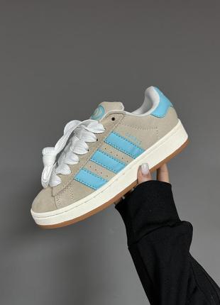 Женские кроссовки adidas campus « beige / blue » 💙