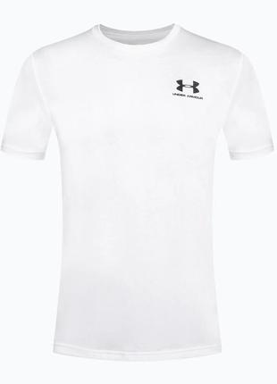Оригінал футболка тренувальна чоловіча under armour sportstyle left chest ss white/black4 фото