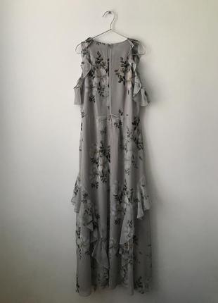 Шифонова повітряна сукня з квітковим принтом asos very довга сіра сукня в підлогу сіре плаття максі5 фото