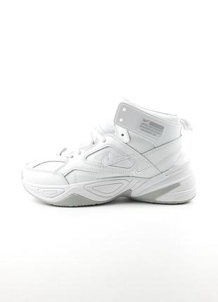 Зимние кроссовки nike m2k tekno високі білі з сірим