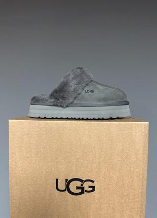 Зимние женские ботинки ugg premium disquette platform charcoal 💚