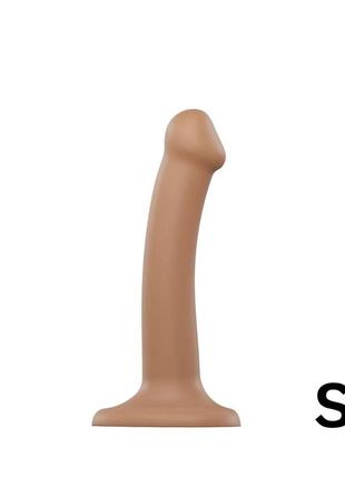 Насадка для страпона strap-on-me dual density dildo caramel s, диаметр 2,7 см, двухслойная, гибкая