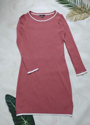 Трикотажное платье "пыльная роза" в спортивном стиле, миди, в рубчик, esmara, лапша прямое2 фото