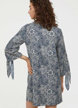 Платье из коллаборации h&m x morris&co уильям моррис h&mxmorris&co синее голубое платье рукав 3/4 5