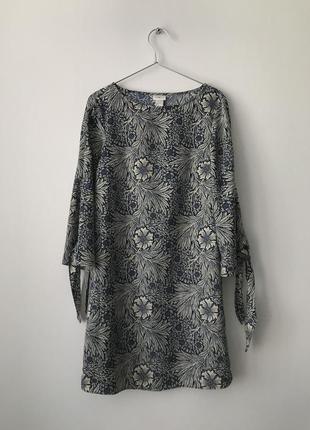 Платье из коллаборации h&m x morris&co уильям моррис h&mxmorris&co синее голубое платье рукав 3/4 6