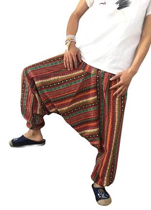 Мужские штаны с мотней для йоги и медитации алладины полосатые l1 фото
