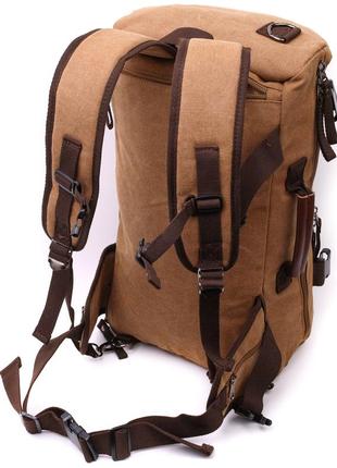 Современный рюкзак-трансформер в стиле милитари из плотного текстиля vintage 22160 коричневый2 фото