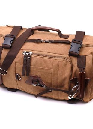 Современный рюкзак-трансформер в стиле милитари из плотного текстиля vintage 22160 коричневый3 фото