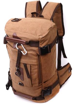 Современный рюкзак-трансформер в стиле милитари из плотного текстиля vintage 22160 коричневый1 фото