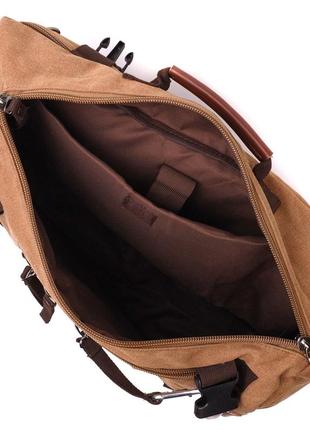 Современный рюкзак-трансформер в стиле милитари из плотного текстиля vintage 22160 коричневый4 фото