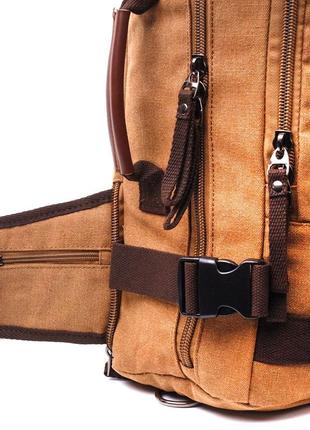 Современный рюкзак-трансформер в стиле милитари из плотного текстиля vintage 22160 коричневый7 фото