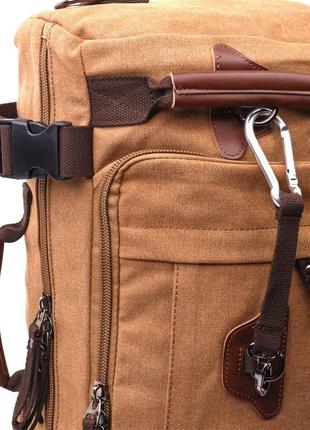 Современный рюкзак-трансформер в стиле милитари из плотного текстиля vintage 22160 коричневый6 фото