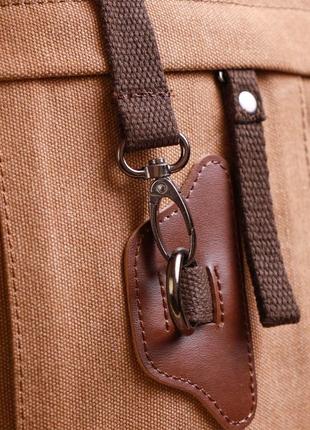 Современный рюкзак-трансформер в стиле милитари из плотного текстиля vintage 22160 коричневый10 фото