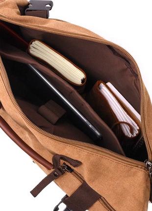 Современный рюкзак-трансформер в стиле милитари из плотного текстиля vintage 22160 коричневый5 фото
