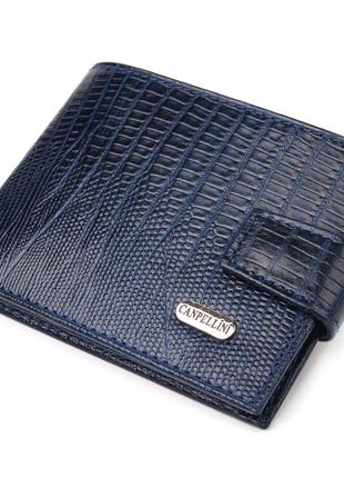 Гідний чоловічий гаманець із натуральної фактурної шкіри canpellini 21515 синій