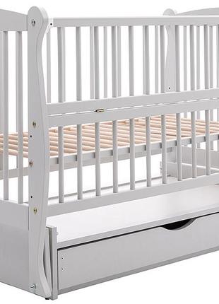 Кровать babyroom грация dgmyo-3 маятник, ящик, откидной бок бук серый