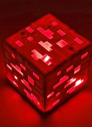 Блок нічник редстоун майнкрафт 7.5см червоний акумулятор minecraft3 фото