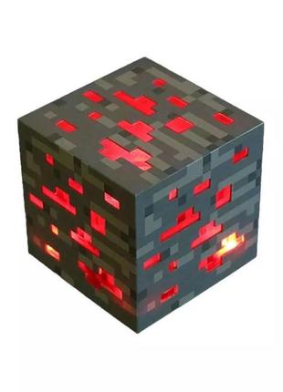 Блок нічник редстоун майнкрафт 7.5см червоний акумулятор minecraft1 фото