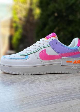 Nike air force 1 shadow бежеві з малиною