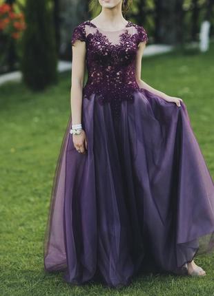 Випускне плаття вечірнє максі сукня дизайнерська на випускний xs s1 фото