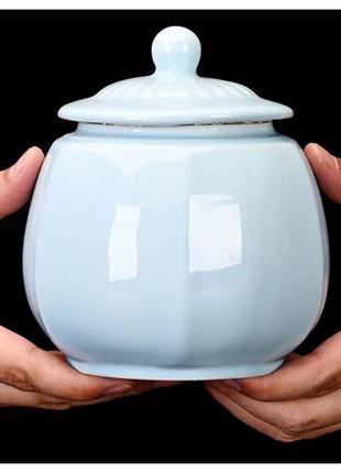 Чайниця, керамічна чайниця, колотий камінь 750 мл блакитна2 фото