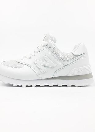 New balance 574 classic білі шкіра/сітка