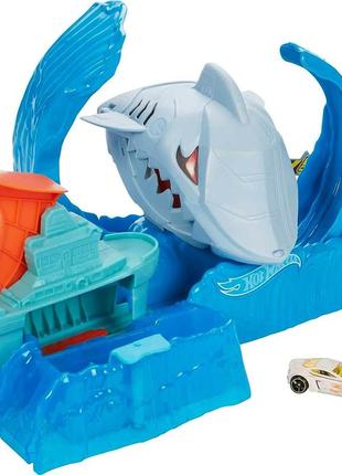 Трек хот вилс голодная акула робот серия поменяй цвет hot wheels toy car track set robo shark frenzy