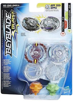 Набір бейблейдів думсайзор д2 і тайрос т2 beyblade burst beyblade burst evolution dual tyros t2 doomscizor d2