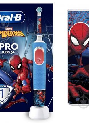 Электрическая зубная щетка oral-b pro kids «человек-паук» + футляр