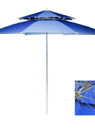 Торгова парасолька посилена 2.5м з подвійним клапаном "антивітер" синій
