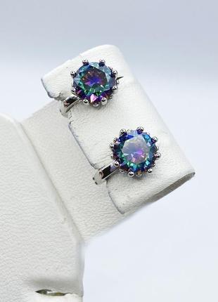 Сережки серебряные с мистик топазом 4,28 г