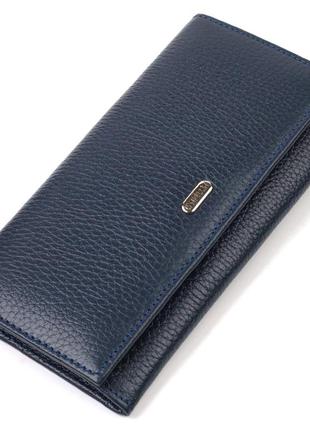 Жіночий місткий гаманець із натуральної шкіри canpellini 21830 синій