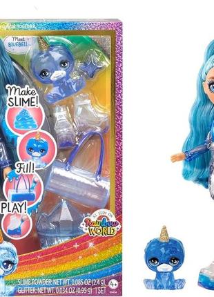 Лялька рейнбоу хай65 бредшоу з набором слаймів і вихованцем rainbow high skyler blue with slime kit
