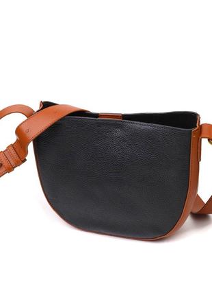Женская полукруглая сумка кросс-боди из натуральной кожи 22093 vintage черная