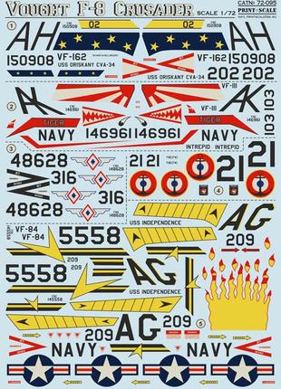 Print scale 72-095 vought f-8 crusader декаль для моделей, в масштабе 1:72